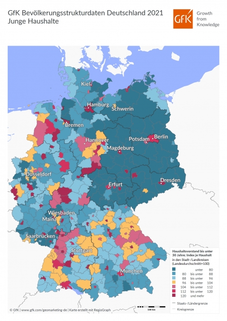 Bevölkerungsstrukturdaten: Wo gibt es die meisten jungen und wo eher ältere Haushalte? -